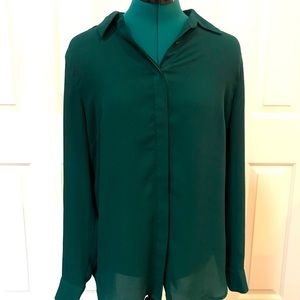 Dark green, v-neck sheer top